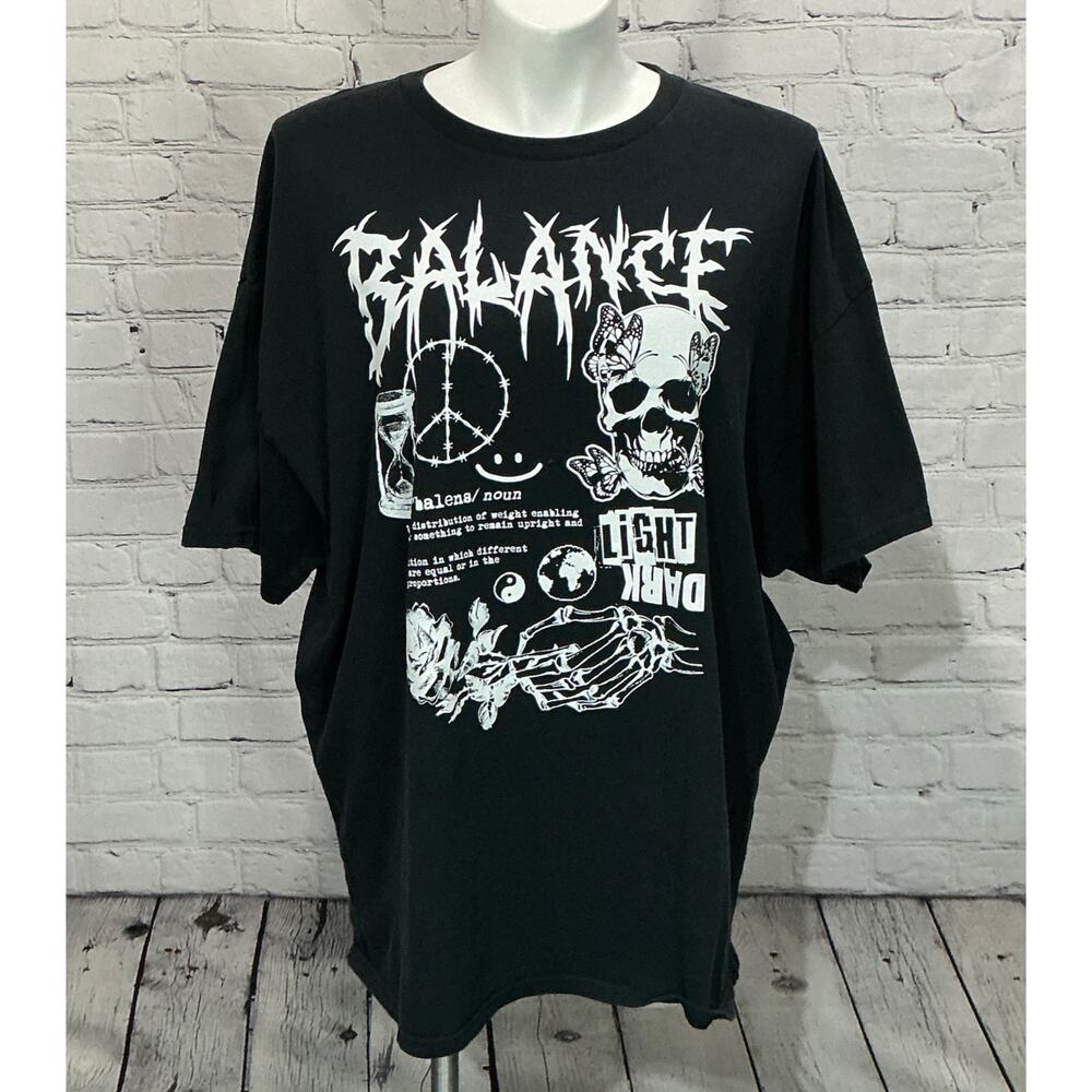 DOM Balance Black Graphic T-Shirt (Size 3XL)